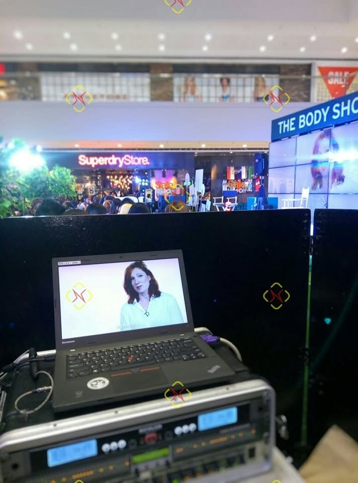Soundph front-of-house video and audio control equipment overlooking a mall event